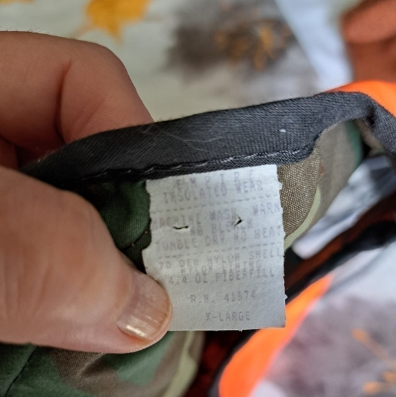 EMPIRE INSULATED WEAR reversible blaze orange CAMO hunting vest zip front MEN XL - Picture 3 of 3